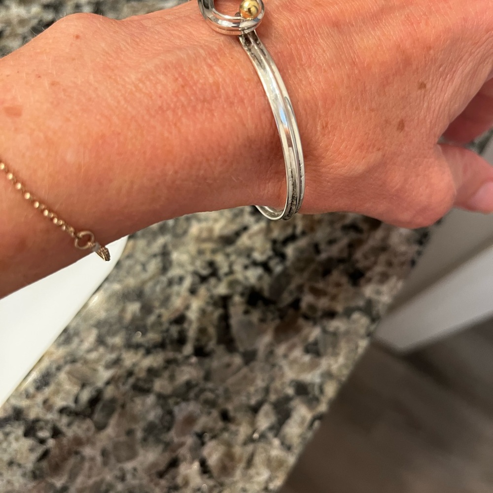 Tiffany & Co 18k Yellow Gold Hook & Eye Loop Sterling Silver Bracelet - Picture 9 of 11